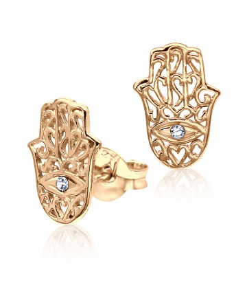 Rose Gold Plated Hamsa Silver Stud Earring STS-543-RO-GP